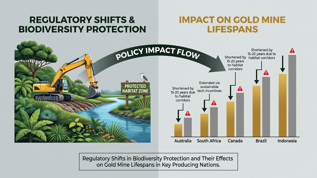 Regulatory Shifts in Biodiversity Protection and Their Effects on Gold Mine Lifespans in Key Producing Nations