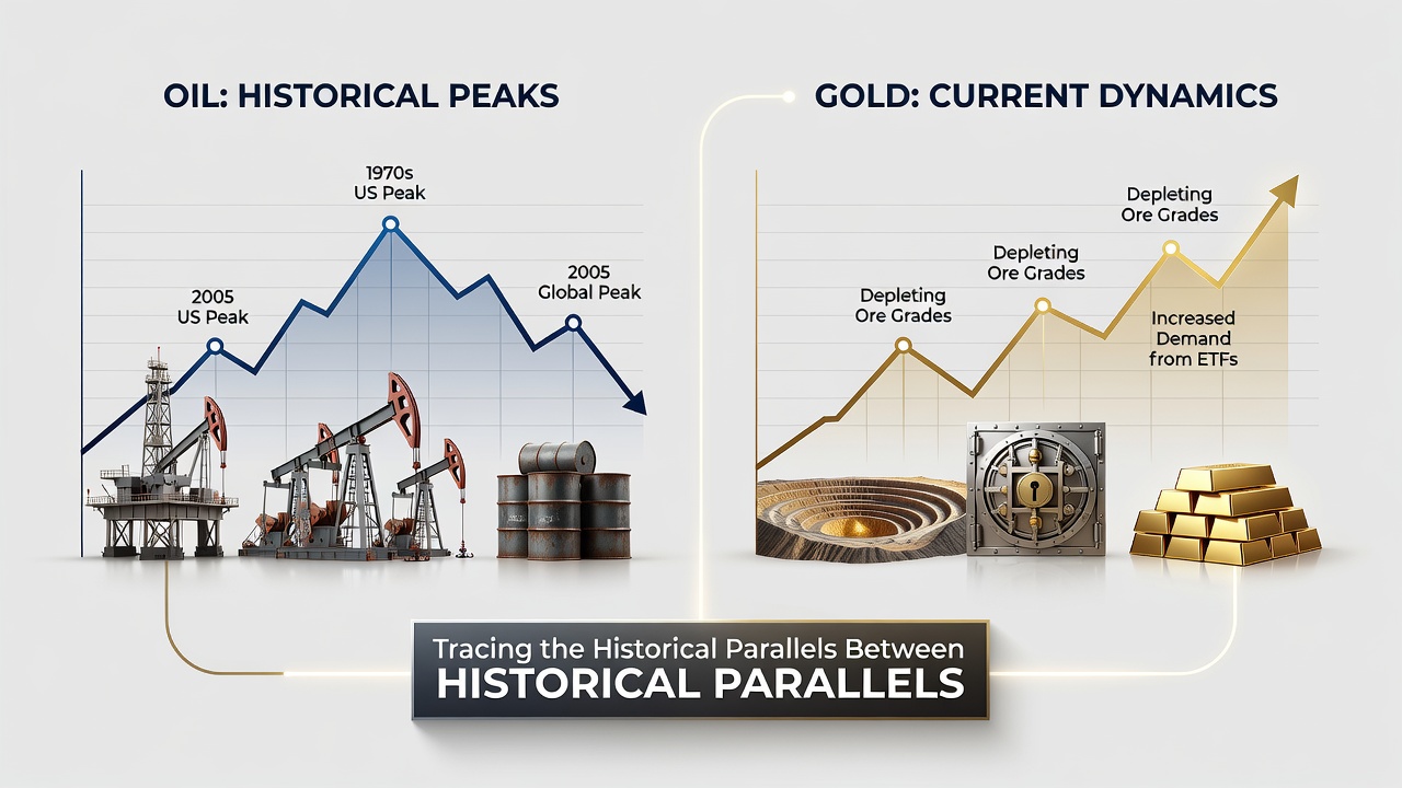 Tracing the Historical Parallels Between Oil Production Peaks and Current Gold Supply Dynamics